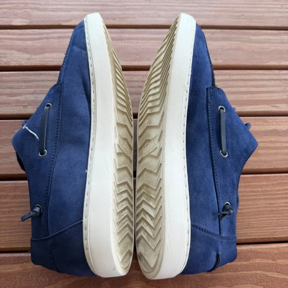Kenneth Cole Reaction Indy Boat Shoes Mens 11.5 Navy Blue Faux Suede Sneakers